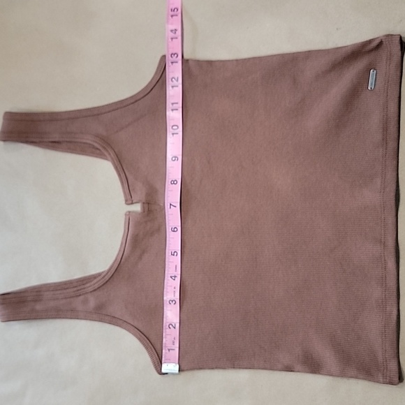 Hollister Size S Brown Ribbed 'Torn' V Neck Tank Top, Excellent Used Condition - Picture 6 of 11